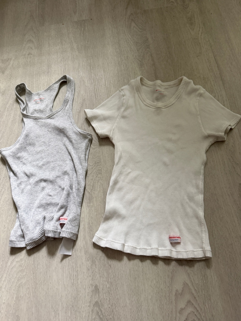 Alexander Wang l Ribbed Tank & Tee in Cream and Light Gray